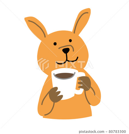 Cute vector image illustration of a kangaroo drinking coffee 80783300