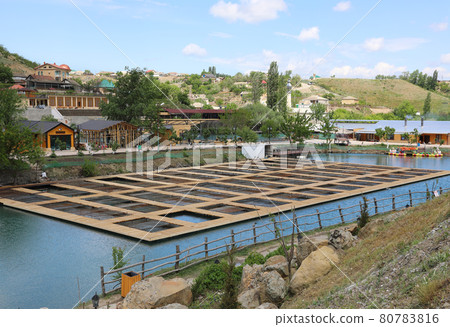 Fish farm in Adygea Republic, Russia Fish farm in Adygea Republic, Russia 80783816