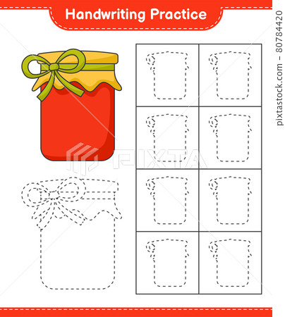 Handwriting practice. Tracing lines of Jam. Educational children game, printable worksheet, vector illustration 80784420