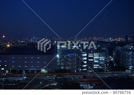 Kawasaki factory night view Kawasaki factory night view 80786756