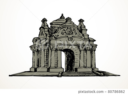 Luxury vintage gazebo. Vector drawing 80786862