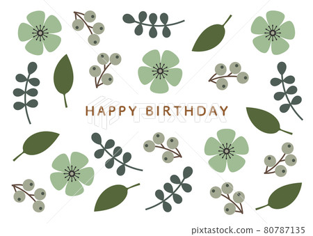 綠花綠葉的生日賀卡設計 綠花綠葉的生日賀卡設計 80787135
