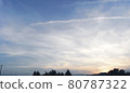 Sunset sky and airplane cloud 80787322