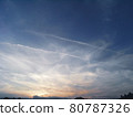 Sunset sky and airplane cloud 80787326
