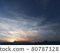 Sunset sky and airplane cloud 80787328