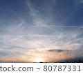 Sunset sky and airplane cloud 80787331