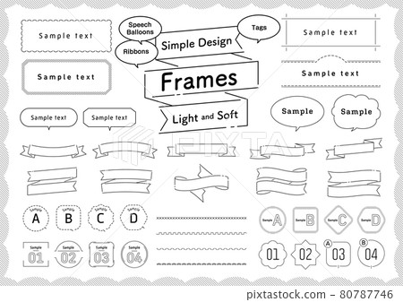 A set of frames, ribbons and balloons with a simple and modern design 80787746