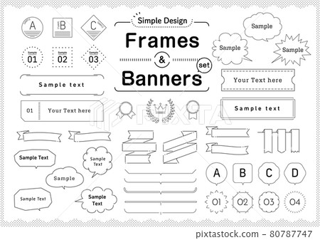 A set of frames, ribbons and balloons with a simple and modern design 80787747