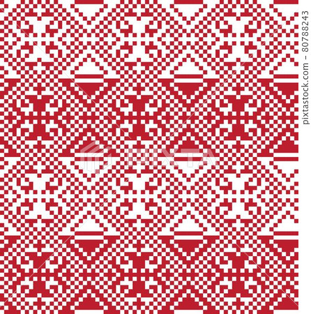 Red Christmas Fair Isle Seamless Pattern Background 80788243