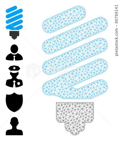 Web Network Fluorescent Bulb Icon with Simple Pictograms 80789141