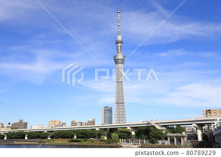 Sumida River, Sumida Park and Tokyo Sky Tree seen from Asakusa Sumida River, Sumida Park and Tokyo Sky Tree seen from Asakusa 80789229