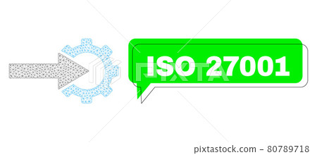 Misplaced ISO 27001 Green Chat Balloon and Mesh Network Cog Integration 80789718