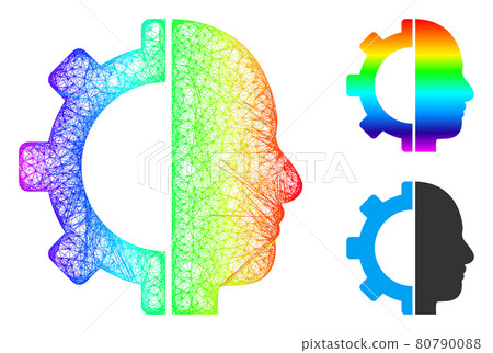 Rainbow Net Mesh Gradient Cyborg Gear Icon - Stock Illustration ...