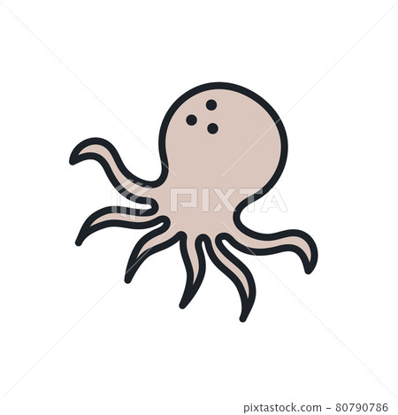 Octopus icon. Vector isolated linear color icon contour shape outline. Thin line. Modern glyph design. Meat products fish and sea food. Marine life Octopus icon. Vector isolated linear color icon contour shape outline. Thin line. Modern glyph design. Meat products fish and sea food. Marine life 80790786