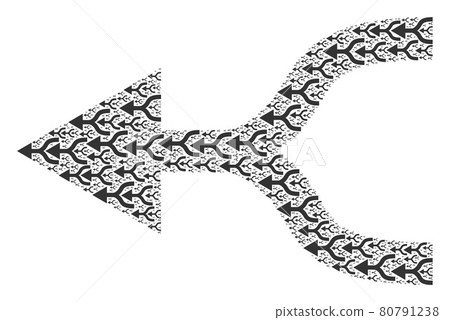 Combine Arrow Left Fractal Collage of Itself Icons 80791238