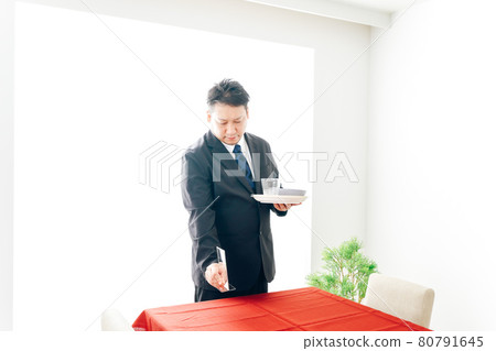 Hotel staff preparing for dining Hotel staff preparing for dining 80791645