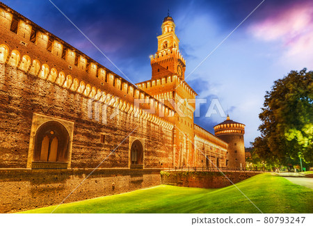 Milan, Italy - Sforza Castle in Lombardy 80793247