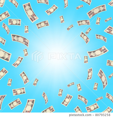 Economic illustration material Money falling bill Real style 10,000 yen bill (4_1) Light blue Economic illustration material Money falling bill Real style 10,000 yen bill (4_1) Light blue 80793258