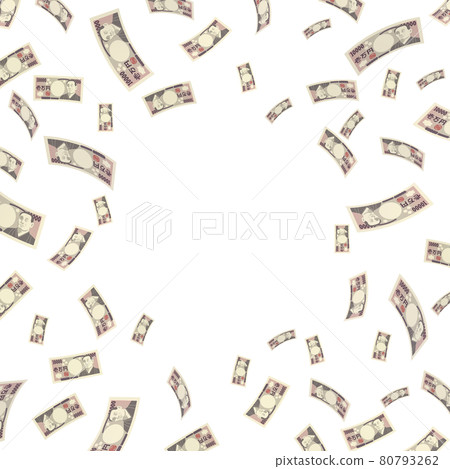 經濟插畫素材 錢落鈔票 真人式萬日元鈔票 (4) 80793262