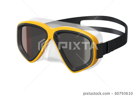 Orange diving mask isolated on a white background Orange diving mask isolated on a white background 80793610