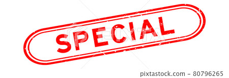 Grunge red special word rubber seal stamp on white background 80796265