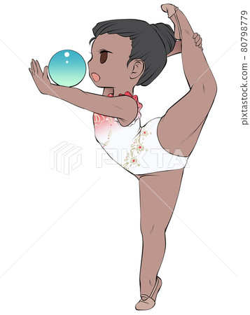 A black female rhythmic gymnast who acts as a ball with a radiant look A black female rhythmic gymnast who acts as a ball with a radiant look 80798779