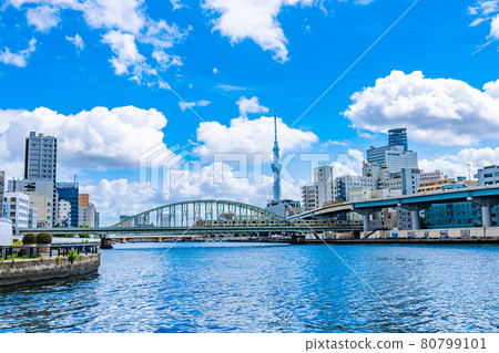 東京的都市風景 兩國橋周邊的風景 80799101