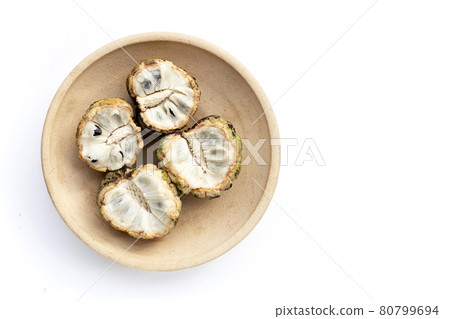 Custard apple in plate on white background. Custard apple in plate on white background. 80799694