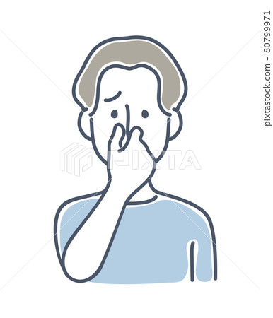 Male icon pinching nose to smell Front upper body 80799971