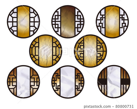 Material (Japanese paper circle window decoration frame set) 80800731