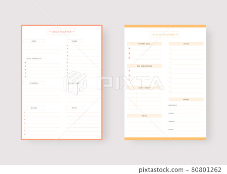 Modern planner template set. Set of planner and to do list. Daily planner template. Vector illustration. 80801262