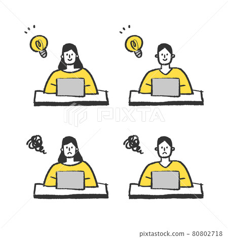 Men and women operating laptops 80802718