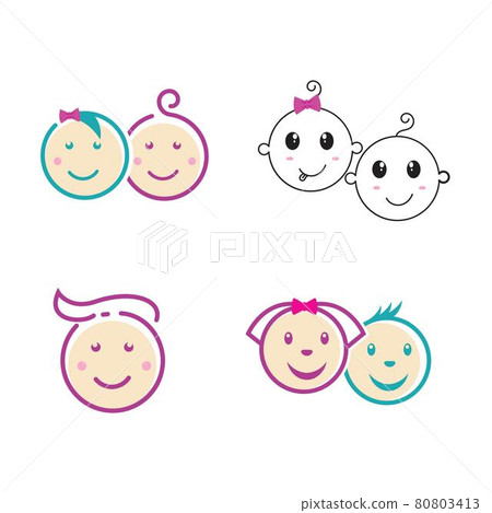 Cute baby logo Vector icon design - Stock Illustration [80803413] - PIXTA