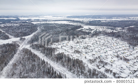 Aerial landscape, area of Veliky Ustyug is a town in Vologda Oblast, Russia Aerial landscape, area of Veliky Ustyug is a town in Vologda Oblast, Russia 80803521