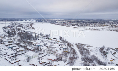 Aerial landscape, area of Veliky Ustyug is a town in Vologda Oblast, Russia Aerial landscape, area of Veliky Ustyug is a town in Vologda Oblast, Russia 80803560