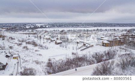 Aerial landscape, area of Veliky Ustyug is a town in Vologda Oblast, Russia 80803561