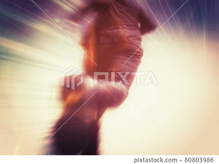 Illustration of a businessman running toward the goal Illustration of a businessman running toward the goal 80803986