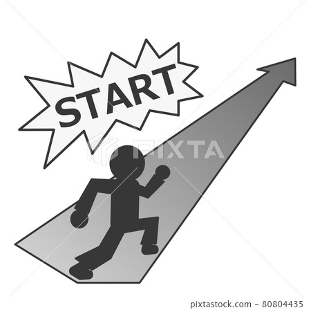 Illustration of a person running towards a goal 80804435