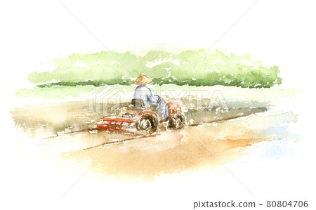 Agricultural work watercolor painting 80804706