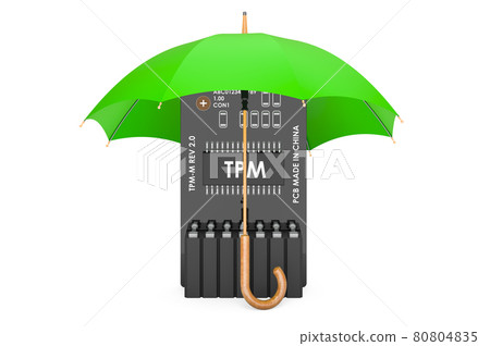 Trusted Platform Module under umbrella, 3D rendering Trusted Platform Module under umbrella, 3D rendering 80804835