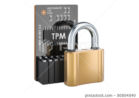 Trusted Platform Module TPM with padlock, 3D rendering Trusted Platform Module TPM with padlock, 3D rendering 80804840