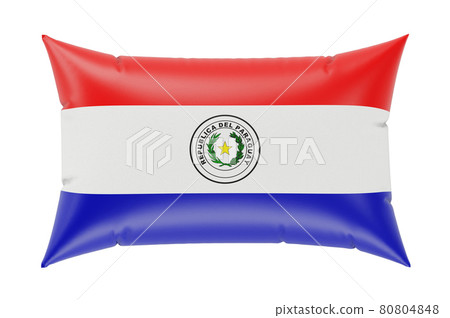 Pillow with Paraguayan flag. 3D rendering 80804848