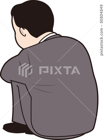 Fat male office worker holding his knees 80804849