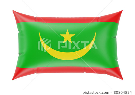 Pillow with Mauritanian flag. 3D rendering Pillow with Mauritanian flag. 3D rendering 80804854