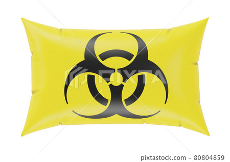 Pillow with Bio hazard symbol. 3D rendering 80804859