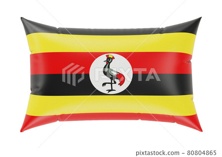 Pillow with Ugandan flag. 3D rendering Pillow with Ugandan flag. 3D rendering 80804865