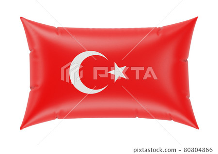 Pillow with Turkish flag. 3D rendering Pillow with Turkish flag. 3D rendering 80804866