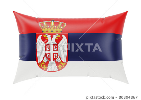 Pillow with Serbian flag. 3D rendering Pillow with Serbian flag. 3D rendering 80804867