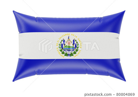 Pillow with Salvadoran flag. 3D rendering Pillow with Salvadoran flag. 3D rendering 80804869