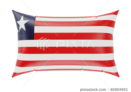 Pillow with Liberian flag. 3D rendering 80804901